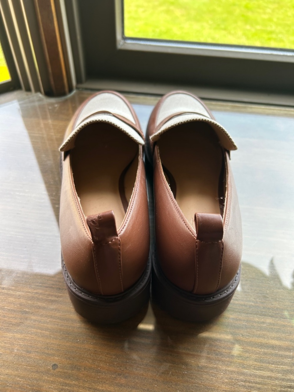 Loft Women’s Brown & White Two-Tone Leather Penny Loafers - Picture 5 of 7